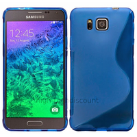 Housse etui coque silicone gel fine pour Samsung Galaxy Alpha G850F + film ecran - BLEU