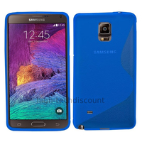 Housse etui coque silicone gel fine pour Samsung Galaxy Note 4 G910F + film ecran - BLEU