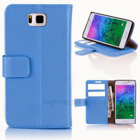 Housse etui coque pochette portefeuille PU cuir pour Samsung Galaxy Alpha G850F + film ecran - BLEU