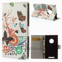 Housse etui coque portefeuille simili cuir pour Nokia Lumia 830 + film ecran - PAPILLONS