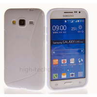 Housse etui coque pochette silicone gel fine pour Samsung G361H Galaxy Core Prime VE + film ecran - BLANC