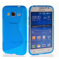 Housse etui coque pochette silicone gel fine pour Samsung G360H Galaxy Core Prime + film ecran - BLEU