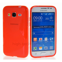 Housse etui coque pochette silicone gel fine pour Samsung G361H Galaxy Core Prime VE + film ecran - ROUGE