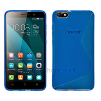 Housse etui coque pochette silicone gel fine pour Huawei Honor 4X + film ecran - BLEU