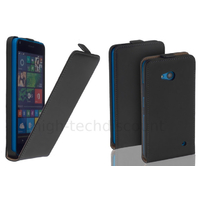 Housse etui coque pochette PU cuir fine pour Microsoft Lumia 640 LTE + film ecran - NOIR