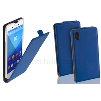 Housse etui coque pochette PU cuir fine pour Sony Xperia M4 Aqua Dual + film ecran - BLEU