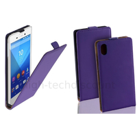 Housse etui coque pochette PU cuir fine pour Sony Xperia M4 Aqua Dual + film ecran - MAUVE