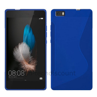 Housse etui coque pochette silicone gel fine pour Huawei Ascend P8 Lite + film ecran - BLEU