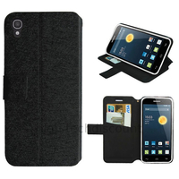 Housse etui coque pochette portefeuille pour Alcatel One Touch Idol 3 (4.7) + film ecran - NOIR