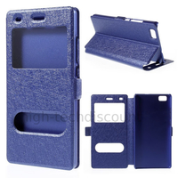 Housse etui coque portefeuille view case pour Huawei Ascend P8 Lite + film ecran - BLEU