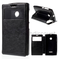 Housse etui coque pochette portefeuille view case pour Microsoft Lumia 532 + film ecran - NOIR