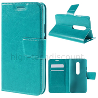 Housse etui coque portefeuille PU cuir pour Motorola Moto G 3eme generation + film ecran - BLEU