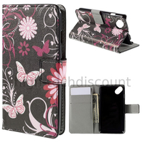 Housse etui coque portefeuille PU cuir pour Wiko Sunset 2 + film ecran - FLEURS N