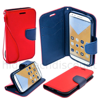 Housse etui coque pochette portefeuille pour Huawei Honor 7 + film ecran - ROUGE / BLEU