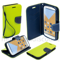 Housse etui coque pochette portefeuille pour Huawei Ascend P8 Lite + film ecran - VERT / BLEU