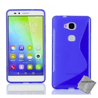 Housse etui coque pochette silicone gel fine pour Huawei Honor 5x + verre trempe - BLEU