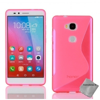 Housse etui coque pochette silicone gel fine pour Huawei Honor 5x + verre trempe - ROSE