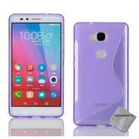 Housse etui coque pochette silicone gel fine pour Huawei Honor 5x + film ecran - MAUVE