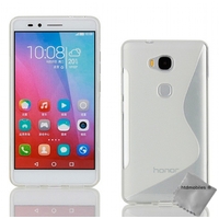 Housse etui coque pochette silicone gel fine pour Huawei Honor 5x + film ecran - BLANC TRANSPARENT