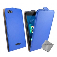 Housse etui coque pochette PU cuir fine pour Wiko Fever 4G + film ecran - BLEU