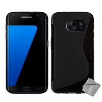 Housse etui coque silicone gel fine pour Samsung G935 Galaxy S7 Edge + film ecran - NOIR