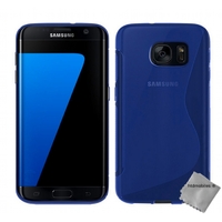 Housse etui coque silicone gel fine pour Samsung G935 Galaxy S7 Edge + film ecran - BLEU