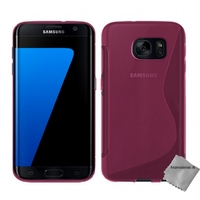 Housse etui coque silicone gel fine pour Samsung G935 Galaxy S7 Edge + film ecran - ROSE