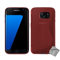 Housse etui coque silicone gel fine pour Samsung G935 Galaxy S7 Edge + film ecran - ROUGE