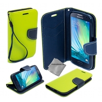 Housse etui coque pochette portefeuille pour Samsung Galaxy A3 (version 2016) + verre trempe - VERT / BLEU