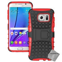 Housse etui coque anti choc pour Samsung G935 Galaxy S7 Edge + film ecran - ROUGE