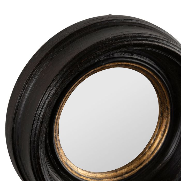 Petit miroir en bois Rond Convexe Noir et Doré - Miroir de sorcières - 16  cm - Objets Déco/Miroir - Bonjour ConceptStore