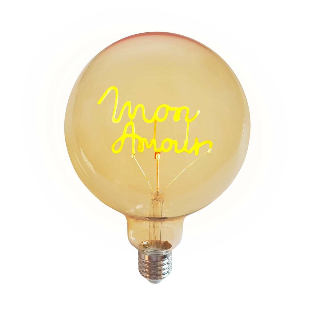 Ampoule LED décorative à message - Mon amour - Ambre