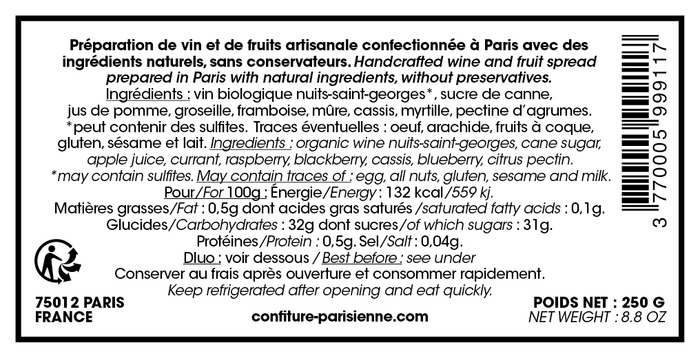 gelee de nuits saint georges confiture parisienne composission