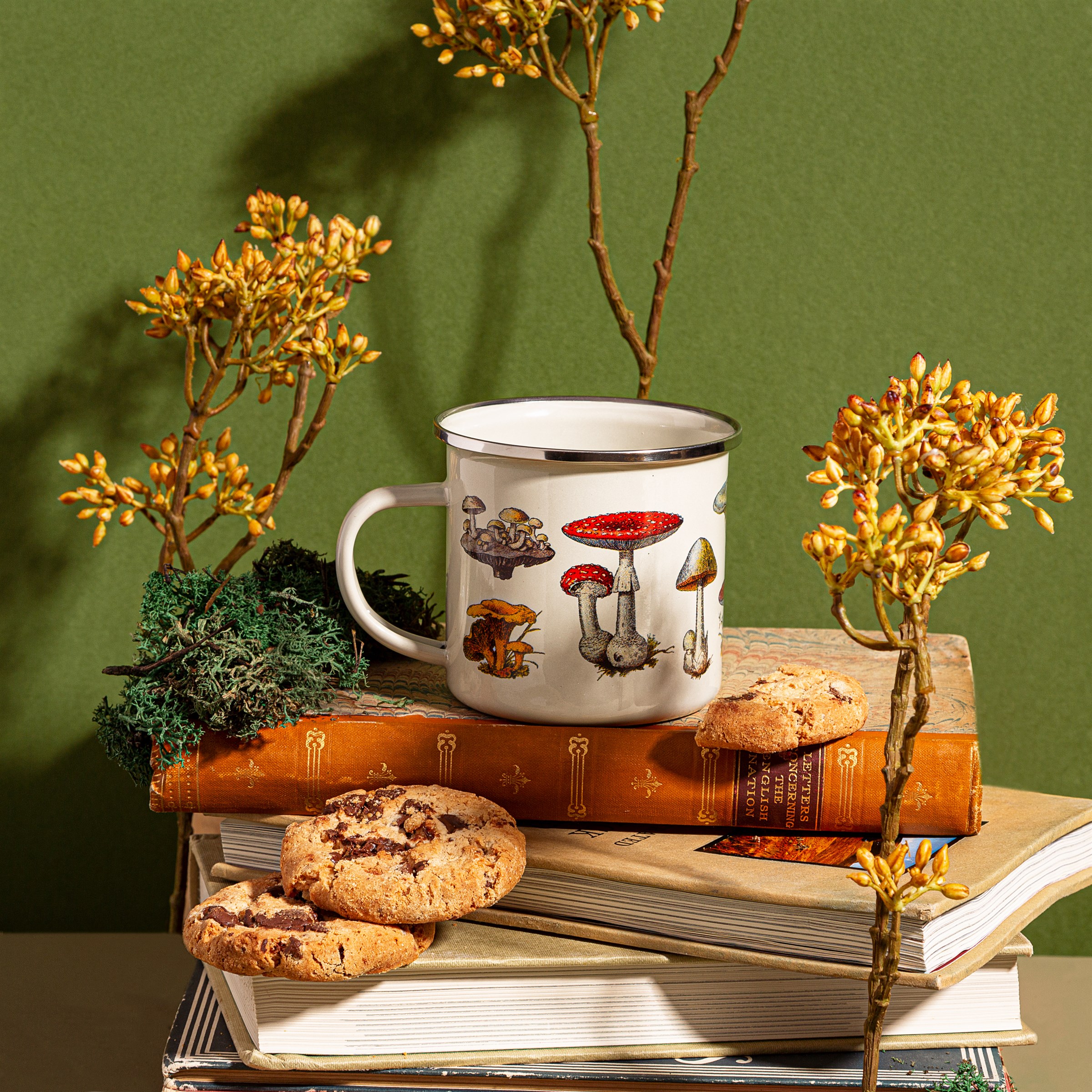 Mug métal émaillé Champignons Vintage
