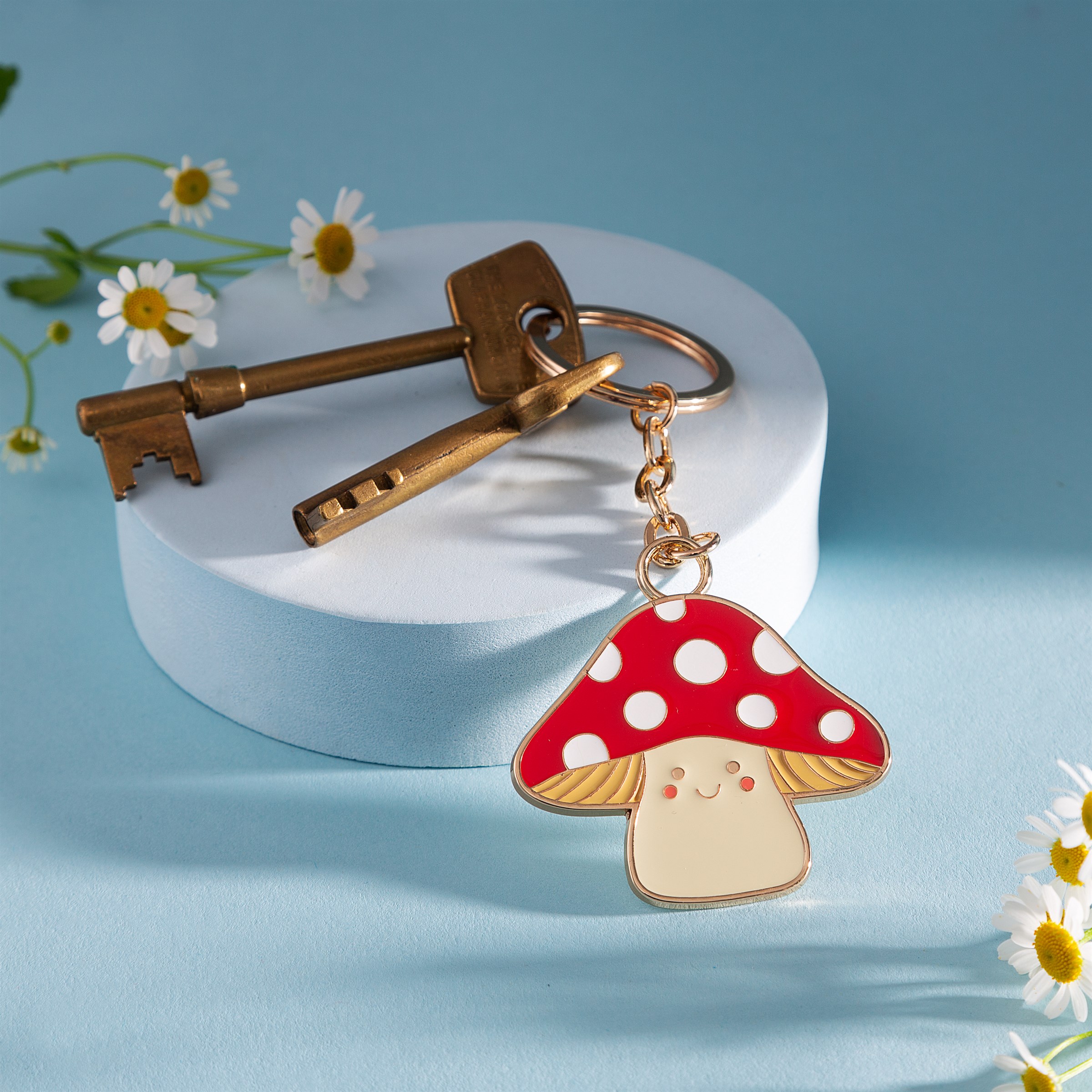 Porte Clefs en métal émaillé - Champignon