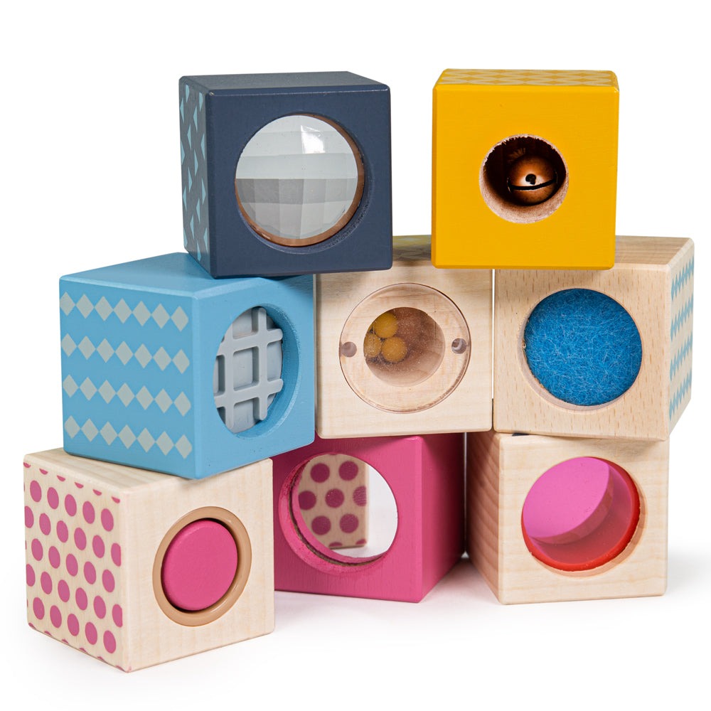 Jouet en bois - 8 Cubes Sensoriels - Dès 1 an