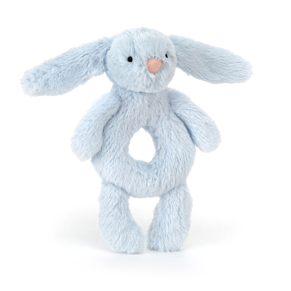 Hochet Peluche bébé Jellycat Lapin Bleu - Bashful Blue Bunny Ring Rattle - BRR4BB