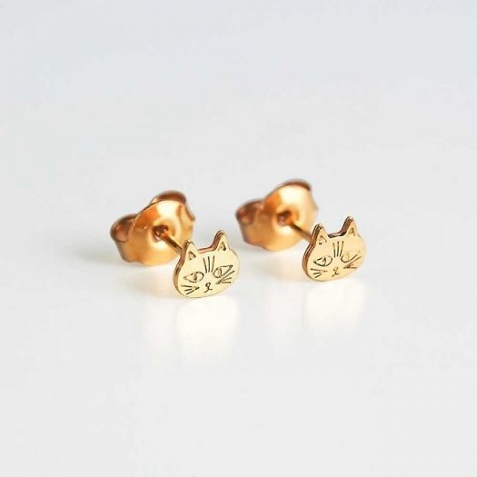 Boucles doreilles clous Chat