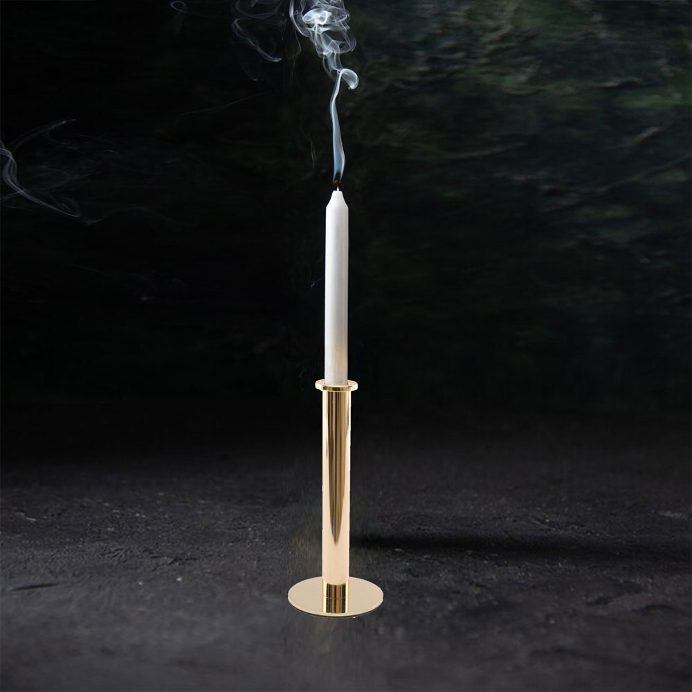 Bougeoir Haut métal doré 20cm