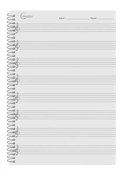 Cahier de musique à spirale avec 8 Portées