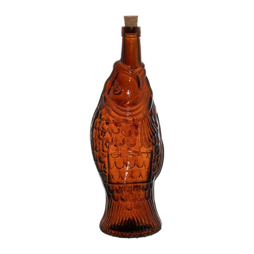 Bouteille En Verre Forme Poisson - Vase Décoratif Transparent 26x10x7 Cm - Pour Fleurs, Décoration Salon, Table