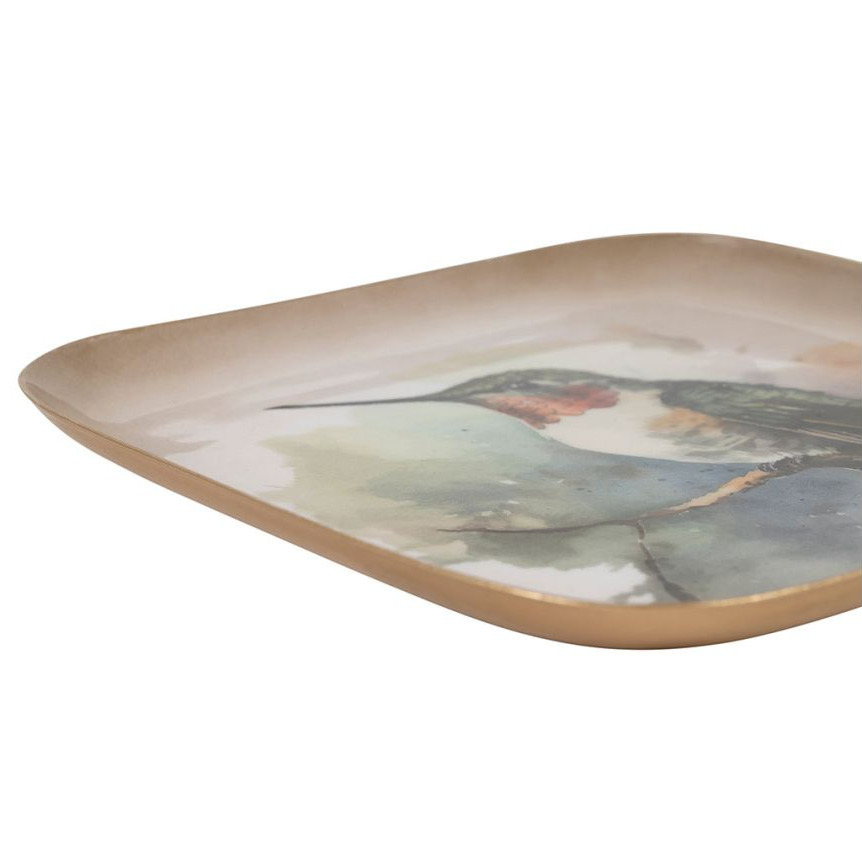 Plateau Métal Colibri multicolore 16cm