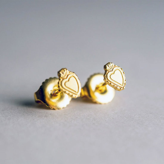 Boucles d\'oreilles plaquées Or Ex Voto Coeur