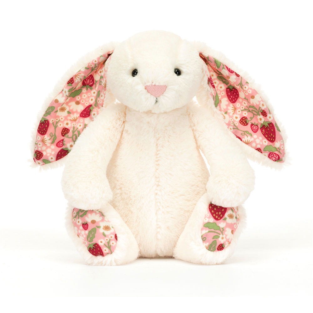 Peluche Jellycat Lapin Blanc Crème Liberty Fraise - Blossom Cream Bunny Berry - Small BPS6MS 18cm(78)