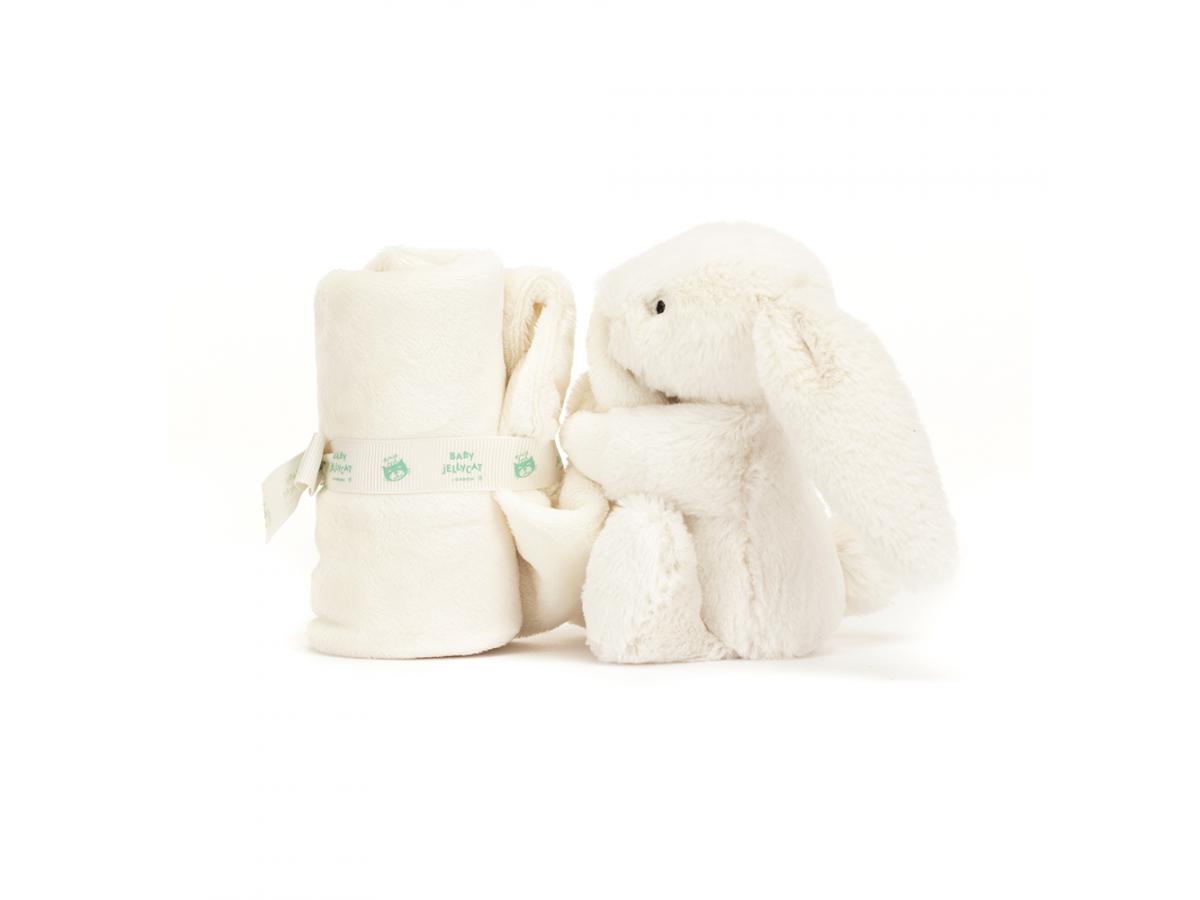 Doudou plat bébé Jellycat Lapin Blanc Crème - Bashful Cream Bunny Soother - STH4BC - 34 cm