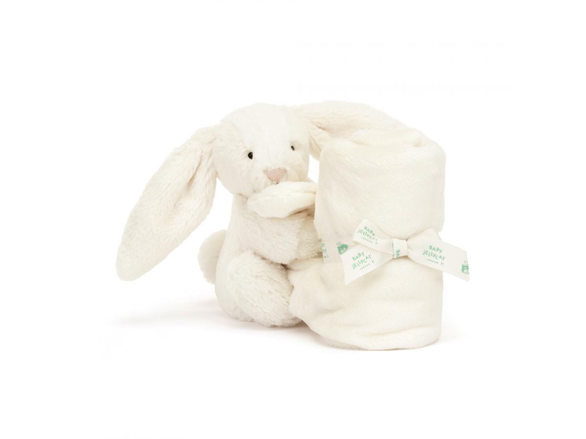 Doudou plat bébé Jellycat Lapin Blanc Crème - Bashful Cream Bunny Soother - STH4BC - 34 cm