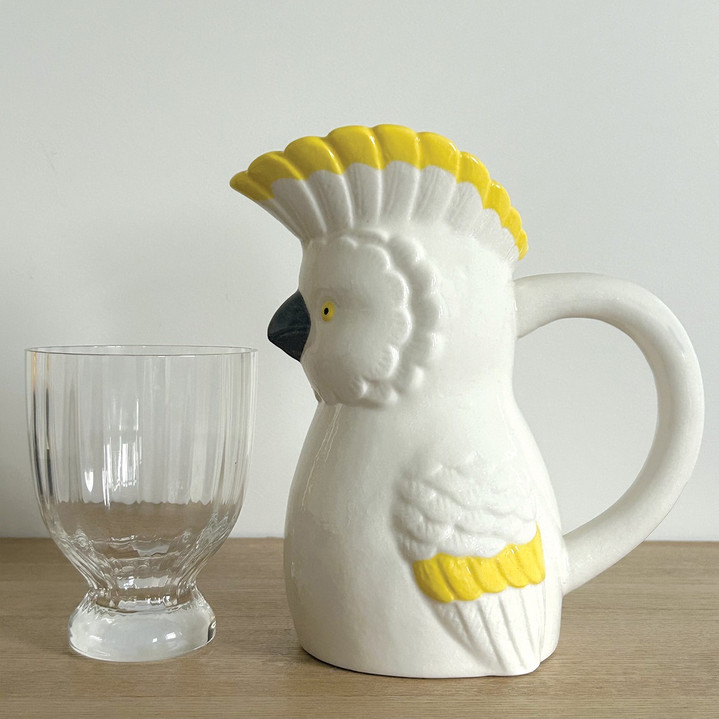 Vase Décoratif En Céramique Blanche Avec Perroquet Multicolore En Relief - Occasion, France