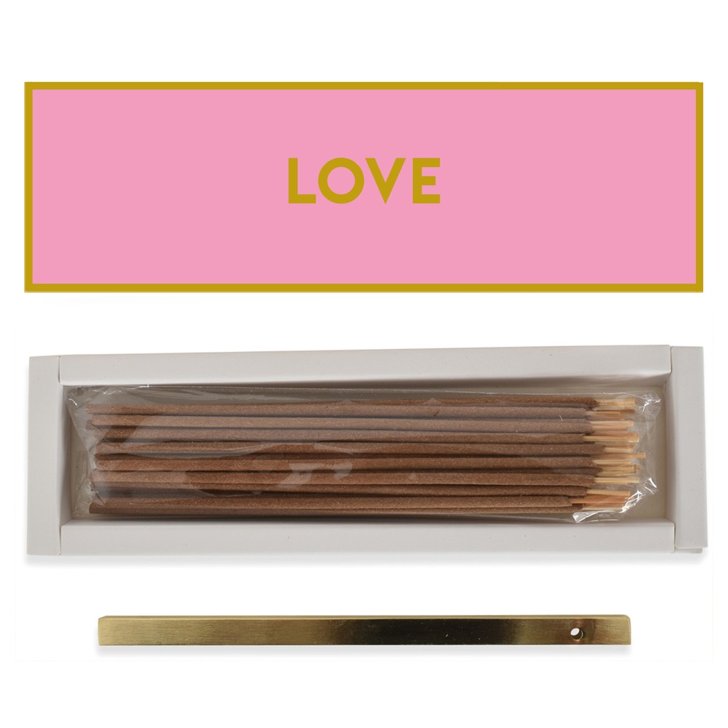 Coffret design de 30 Batons d\'encens avec support - Parfum Pivoine - LOVE