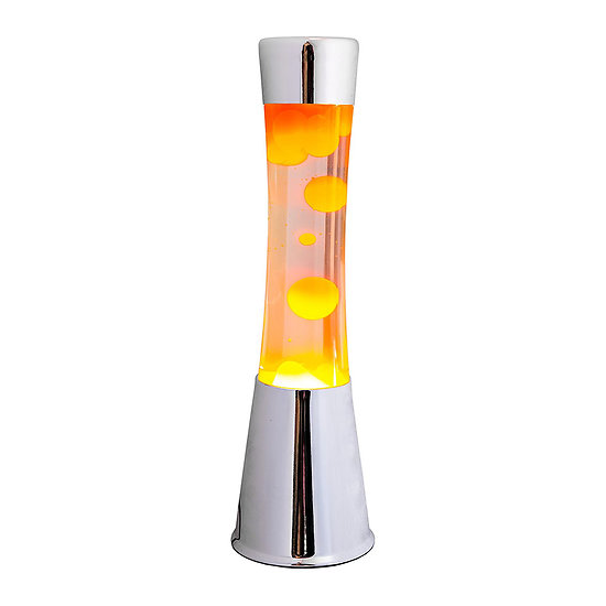 Lampe à lave 40 cm - Chrome - Liquide Orange &amp; Lave Orange