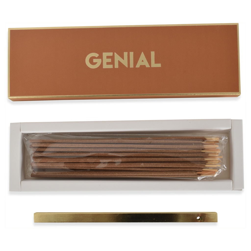 Coffret design de 30 Bâtons d\'encens avec support - Parfum Bois de Santal et Cuir - GENIAL